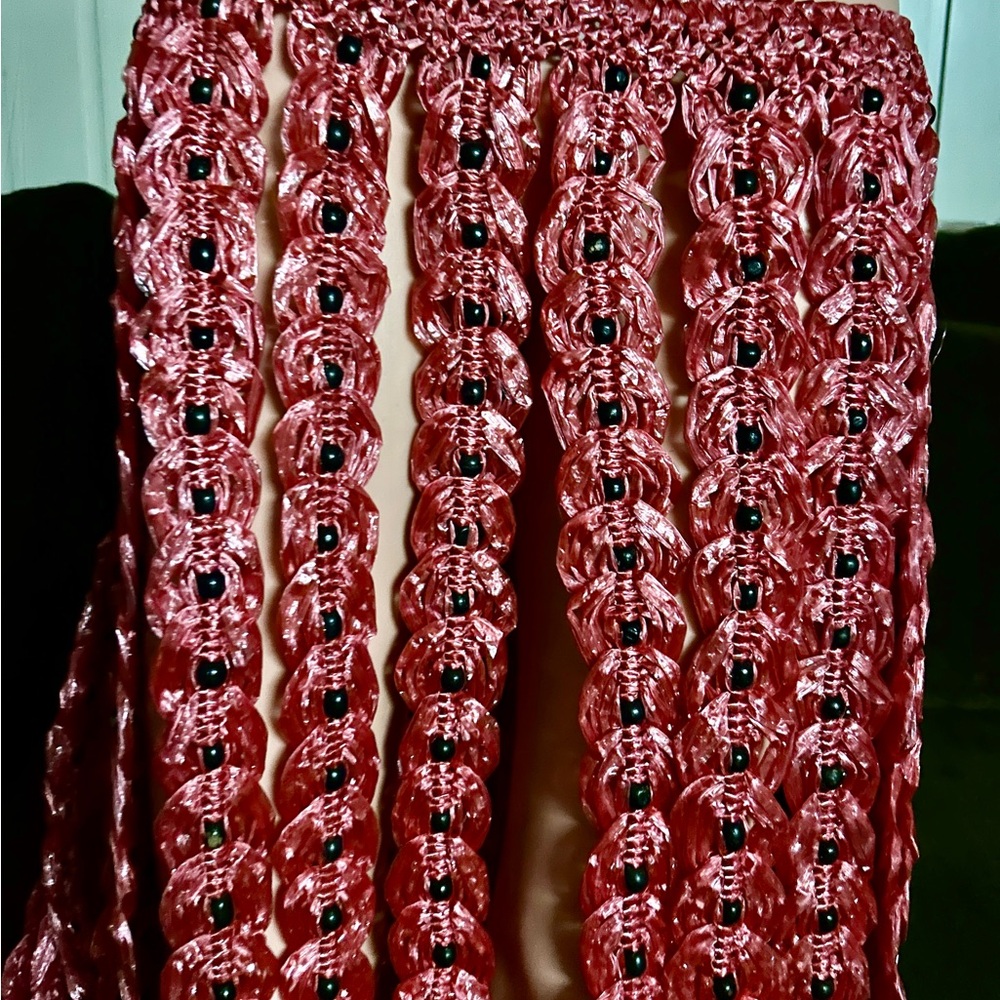 Handmade • Waist: 40-60” (Adjustable) • Pink Plastic Crochet W/ Black Bead Skirt - Picture 13 of 13